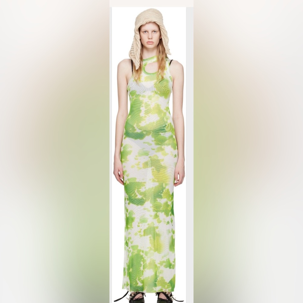 NWOT Ottolinger Green Tie-Dye Maxi Dress - Picture 3 of 6